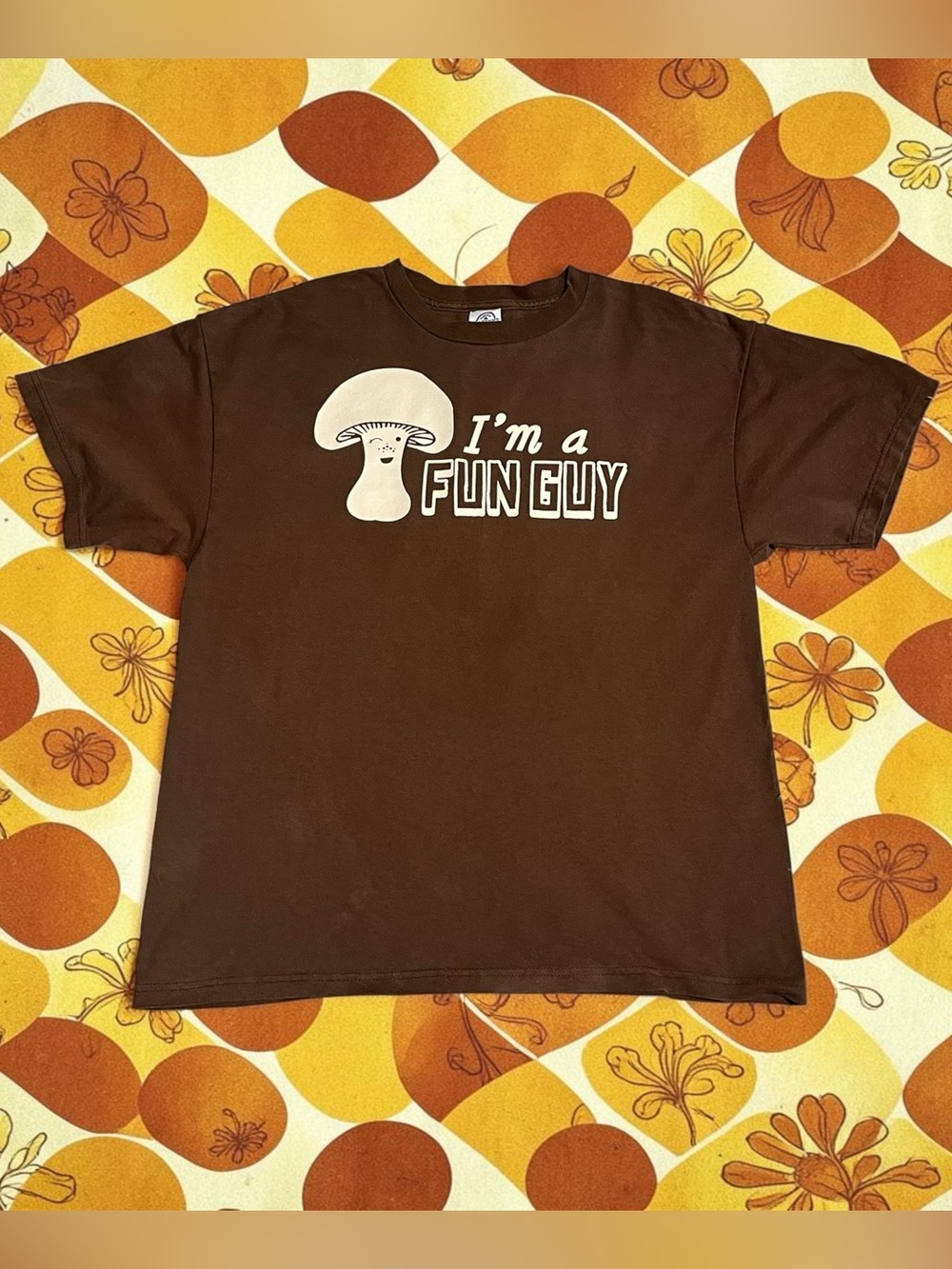 Vintage "I'm A Fun Guy" Mushroom Graphic Short Sleeve T Shirt Delta Pro Weight